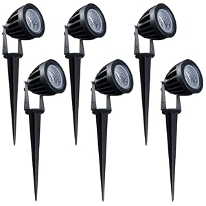 nortek hydra 5w cool white led garden lights  adjustable spike lights for garden decor  rustproof aluminum die-cast body  ip65 rated led garden lights for pathways terraces and walls pack of 6