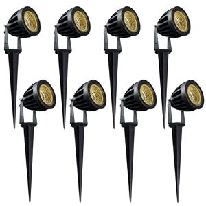 nortek hydra 5w amber led garden lights  adjustable spike lights for garden decor  rustproof aluminum die-cast body  ip65 rated led garden lights for pathways terraces and walls pack of 1