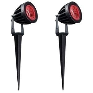nortek hydra 5w red led garden lights  adjustable spike lights for garden decor  rustproof aluminum die-cast body  ip65 rated led garden lights for pathways terraces and walls pack of 2