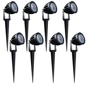 nortek hydra 5w cool white led garden lights  adjustable spike lights for garden decor  rustproof aluminum die-cast body  ip65 rated led garden lights for pathways terraces and walls pack of 8