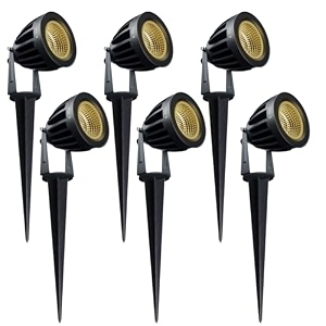 nortek hydra 5w amber led garden lights  adjustable spike lights for garden decor  rustproof aluminum die-cast body  ip65 rated led garden lights for pathways terraces and walls pack of 1