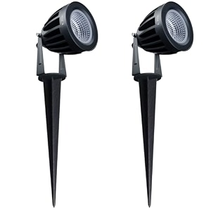 nortek hydra 5w cool white led garden lights  adjustable spike lights for garden decor  rustproof aluminum die-cast body  ip65 rated led garden lights for pathways terraces and walls pack of 2