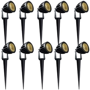 nortek hydra 5w amber led garden lights  adjustable spike lights for garden decor  rustproof aluminum die-cast body  ip65 rated led garden lights for pathways terraces and walls pack of 1