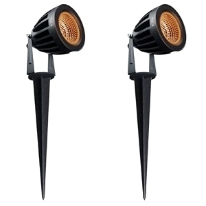 nortek hydra 5w amber led garden lights  adjustable spike lights for garden decor  rustproof aluminum die-cast body  ip65 rated led garden lights for pathways terraces and walls pack of 2