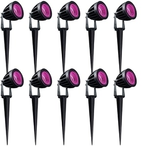 nortek hydra 5w pink led garden lights  adjustable spike lights for garden decor  rustproof aluminum die-cast body  ip65 rated led garden lights for pathways terraces and walls pack of 10