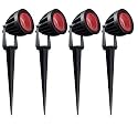 Nortek Hydra 5W Red LED Garden Lights | Adjustable Spike Lights for Garden Decor | Rustproof Aluminum Die-Cast Body | IP65 Rated LED Garden Lights for Pathways, Terraces, and Walls Pack of 4