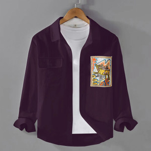 Nortex Men Printed Solid Casual Purple Shirt