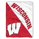 Northwest NCAA Wisconsin Badgers Unisex-Adult Micro Raschel Throw Blanket, 46" x 60", Halftone