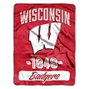 Northwest NCAA Wisconsin Badgers Unisex-Adult Micro Raschel Throw Blanket, 46" x 60", Varsity