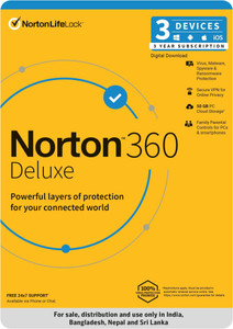 norton 360 deluxe 3 pc pc 3 years total security compatible with mac android ios windows email delivery - no cd