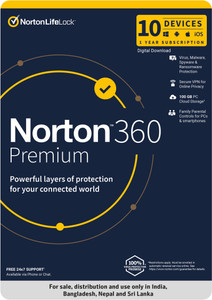 norton 360 premium 10 pc pc 1 year total security compatible with mac android ios windows email delivery - no cd