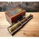 NORVILLE® Antique 6" Brass Telescope Mini Brown Color with Wood Box Gift Item Customized Available
