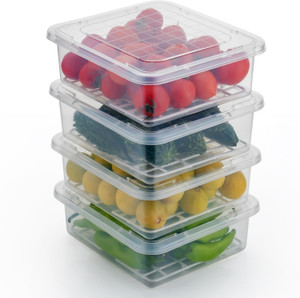 norvium plastic grocery container  - 2000 ml pack of 4 clear