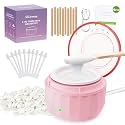 Nose Hair Wax Kit, Mini Waxing Kit for Women Men with 100g Beads, 10 Applicators, 10 Nose Hair Sticks, Protable Wax Warmer Machine for Hair Removal, Ear Eyebrow Waxing Kit for Home Travel Use - Pink