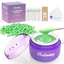 Nose Wax Kit Men, Mini Wax Warmer for Facial Hair Removal, Ear Eyebrow Waxing Kit for Women Men With 100g Beads, 10 Applicators, 10 Nose Sticks, Portable Melt Machine for Home Travel Use - Purple