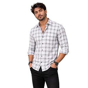 NoseQueen Mens Checked Cotton Shirt Full