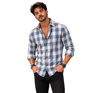 NoseQueen Mens Checked Cotton Shirt Full