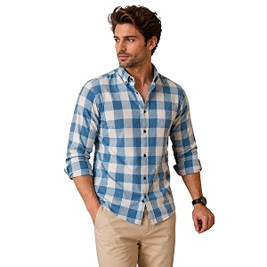 NoseQueen Mens Checked Cotton Shirt Full