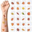 Nosiny 240 Pcs Fall Temporary Tattoos for Kids, Glitter Autumn Maple Leaves