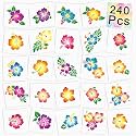 Nosiny 240 Pcs Hawaiian Temporary Tattoos Summer Glitter Hibiscus