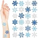 Nosiny 240 Pcs Winter Snowflake Glitter Temporary Tattoos Body Face