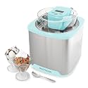 Nostalgia 2-Quart Electric Ice Cream Maker – Make Homemade Ice Cream, Gelato, Sorbet &amp; Frozen Yogurt – No Salt/Ice Needed, Digital Controls, Mix-In Chute &amp; Freezing Gel Canister – Stainless &amp; Aqua