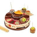 Nostalgia Chocolate & Caramel Fondue Pot, 25 Sticks, Fondue Machine with Decorating and Toppings Trays, Brown