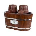 Nostalgia Electric Ice Cream Maker - Old Fashioned Soft Serve Ice Cream Machine Makes Frozen Yogurt or Gelato in Minutes - Fun Kitchen Appliance - Vintage Wooden Style - 4 Quart