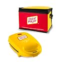 Nostalgia Oscar Mayer Sandwich Maker with Beverage Cooler Bag, 5-Inch Nonstick Cooking Surface with Indicator Lights and Lock Feature, Lunch and Beverage Tote Included, Yellow