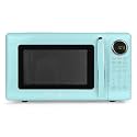 Nostalgia Retro 700W Microwave Oven – 0.7 Cu Ft Capacity – Child Safety Lock, 8 Auto-Cook Settings, Square Window – Countertop Kitchen Appliance – Aqua