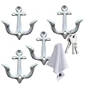 Notakia Decorative Wall Mounted Antique Shabby Chic Metal Home Bathroom Towel Coat Hooks Hanger, Vintage Rustic Cast Iron Wall Hooks (White 4Pcs)