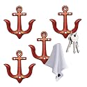 Notakia Decorative Wall Mounted Antique Shabby Chic Metal Home Bathroom Towel Coat Hooks Hanger, Vintage Rustic Cast Iron Wall Hooks (Red 4Pcs)