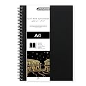 NOTEHOUSE A4 Spiral Professional Art Notebook (30x21 cm) | 80 Black Unruled Pages | Thick Smooth Drawing Paper | Black Hard Cover