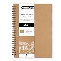 NOTEHOUSE A4 Spiral Professional Art Notebook (30x21 cm) | 80 Kraft Unruled Pages | Thick Smooth Drawing Paper | Kraft Hard Cover