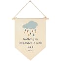 Nothing is Impossible with God-Scripture Decor-Kids Memory Bible Verse Sign-Flag Decor Gift for Boys Girls Baby Newborn-Banner Pennant Wall Sign Gift for Nursery Baby Room Playroom Bedroom