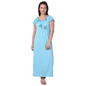 Noty Womens Cotton Floral Maxi Nighty