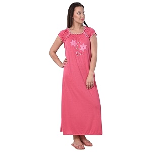 Noty Womens Cotton Floral Maxi Nighty