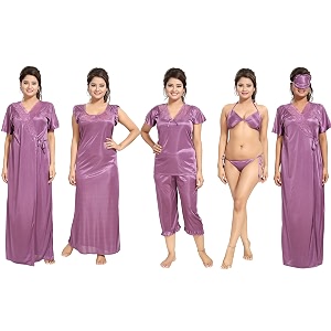 Noty Womens Satin Solid Capri Nightwear Set