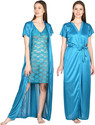 Noty Pack of 2 Women Nighty with Robe (Light Blue)
