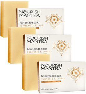 nourish mantra turmeric  citrus handmade bathing soap for men  women pack of 3