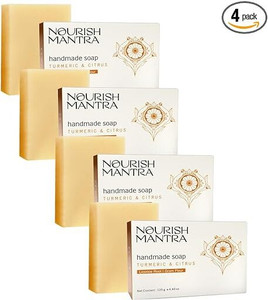 nourish mantra turmeric  citrus handmade bathing soap for men  women pack of 4 4 x 125 g