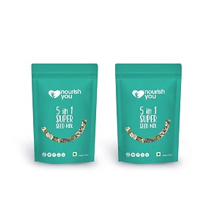 nourish you 5 in 1 super seed mix roasted pumpkin  sunflower  watermelon  chia amp flax seeds- mix seeds  diet snacks  200g each pack of 2