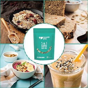 nourish you 5 in 1 super seeds mix for eating -200g seed for eating mixed seeds chia pumpkin flax amp sunflower seeds high protein roasted seedspack of 1