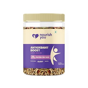 nourish you antioxidant boost trail nuts amp super seed mix 300g jar mixed seeds for eating no artificial flavours amp preservatives seeds combo mix of sunflower chia flax  seasame  pumpkin seeds  cranberries amp gojiberries