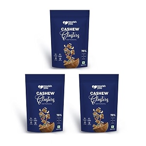 nourish you cashew clusters with almond pumpkin amp watermelon kernels  protein rich healthy nut clusters  natural sweeteners with honey amp himalayan pink salt  no preservatives  200g pack of 3