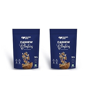 nourish you cashew clusters with almond pumpkin amp watermelon kernels  cashew amp almond bites  protein-rich healthy munchies  snack brittles  guilt-free nut amp seed snack  200g pack of 2