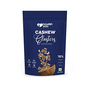 nourish you cashew clusters with almond pumpkin amp watermelon kernels  cashew amp almond bites  protein-rich healthy munchies  cashew and almond brittles  guilt-free nut amp seed snack  200g pack