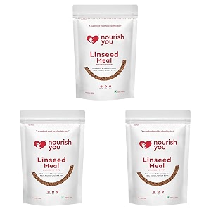 nourish you cold milled linseed meal mix flax seed powder 200g  alsi powder  rich in omega 3  high fibre superfood  for smoothies shakes baking and daily diet  200 gm pack of 3