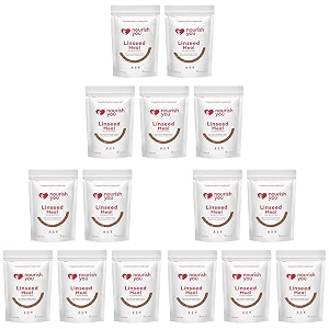 nourish you cold milled linseed meal mix flax seed powder 200g  alsi powder  rich in omega 3  high fibre superfood  smoothies shakes baking and daily diet  200 gm pack of 15