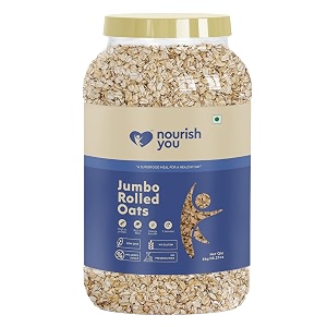 nourish you rolled oats 12kg jar  100 wholegrain  high fibre amp rich in protein  diet food for weight management  no dust amp powder  healthy breakfast cereal  overnight oatmeal amp porridge